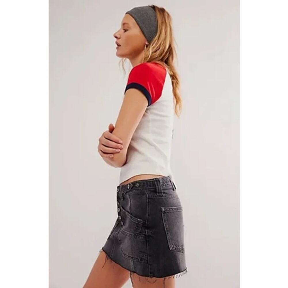 Free People We The Free Izzie Denim Mini Skirt Smokeshow Size 26 - Picture 3 of 7